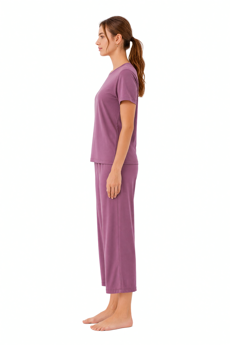Pijama largo de bambú de manga corta