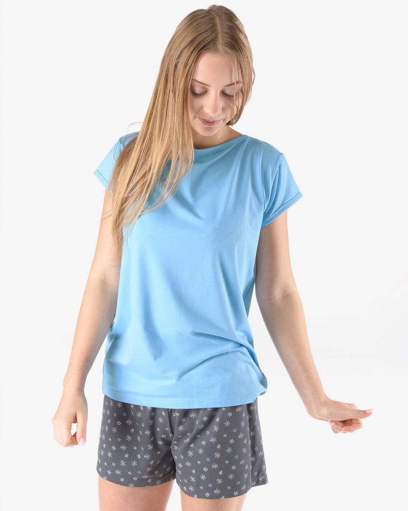Pyjama mit Shorts aus Bambus und Baumwolle
