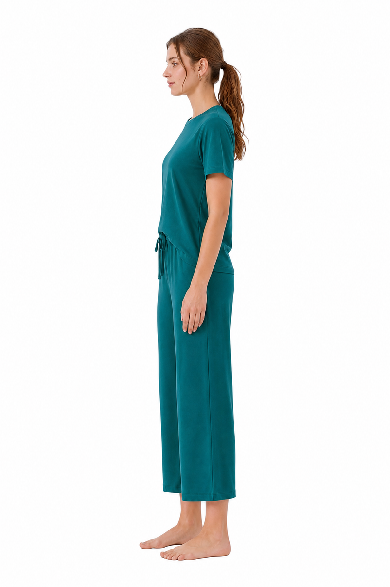 Pyjama en bambou manches courtes et pantalon 7/8